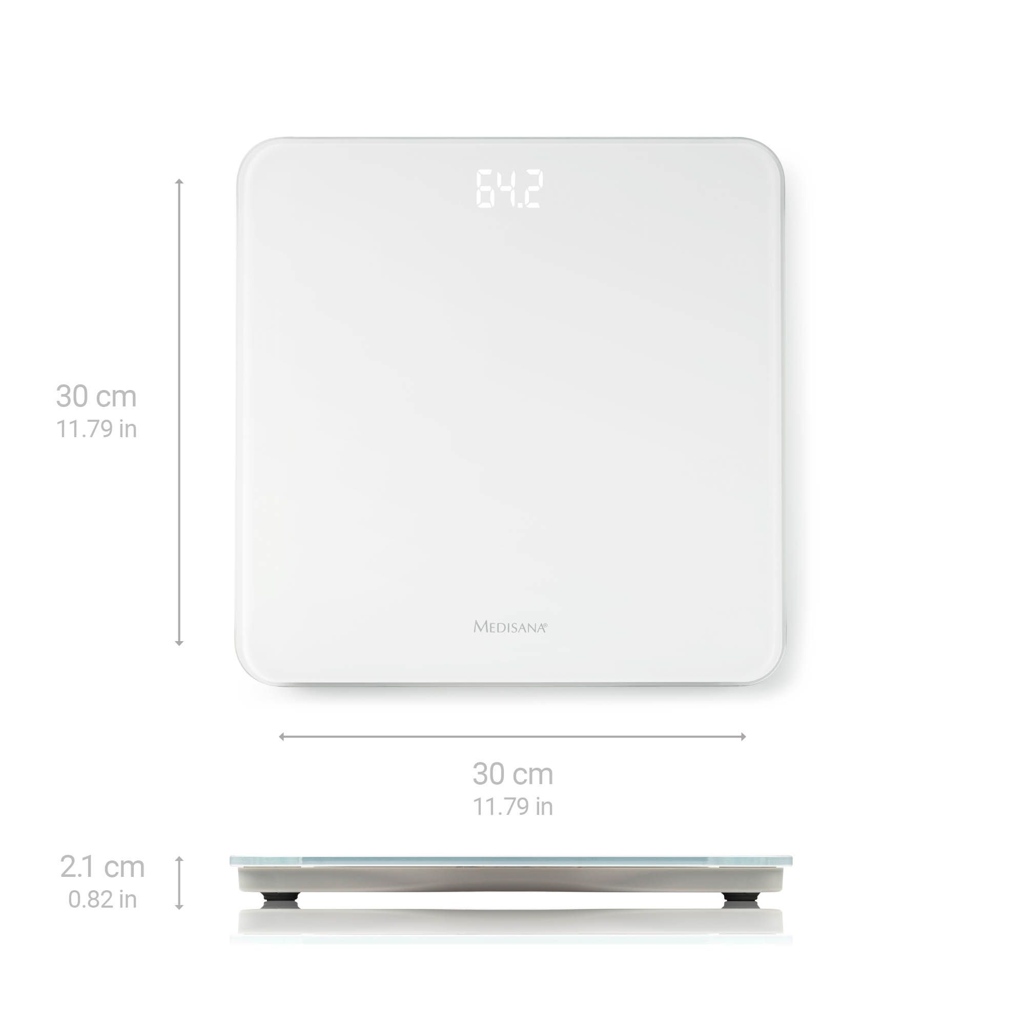 medisana PS 435 digitale Personenwaage mit Glasoberfläche und unsichtbarem LED-Display