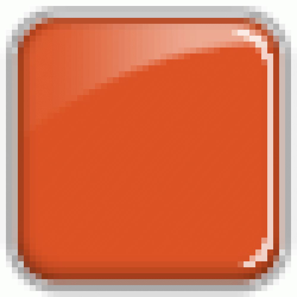 Quadratische, orangefarbene Fläche mit abgerundeten Ecken und weißem Rahmen.