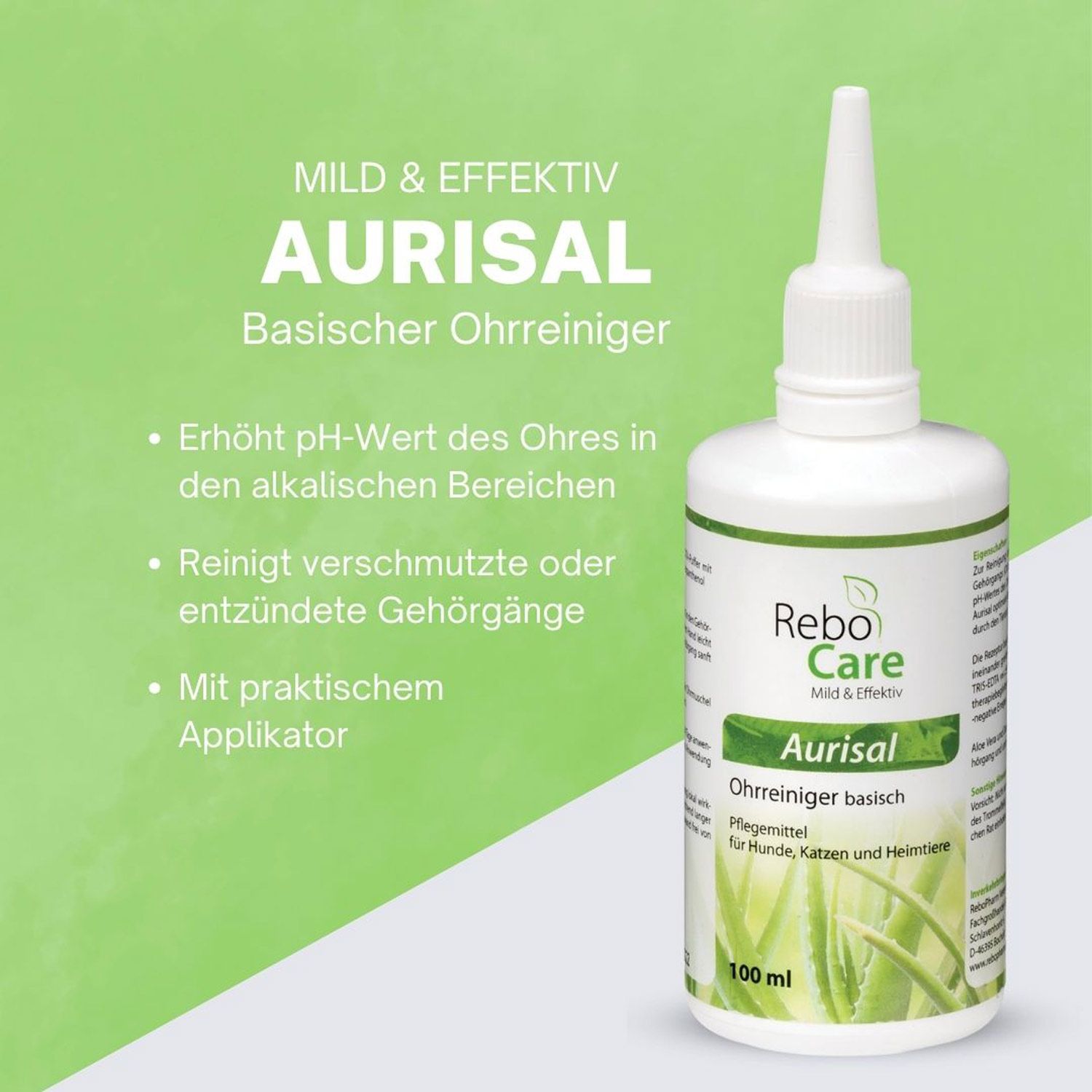 Aurisal basischer Ohrreiniger: Flasche und Liste der Vorteile. Mild & Effektiv.