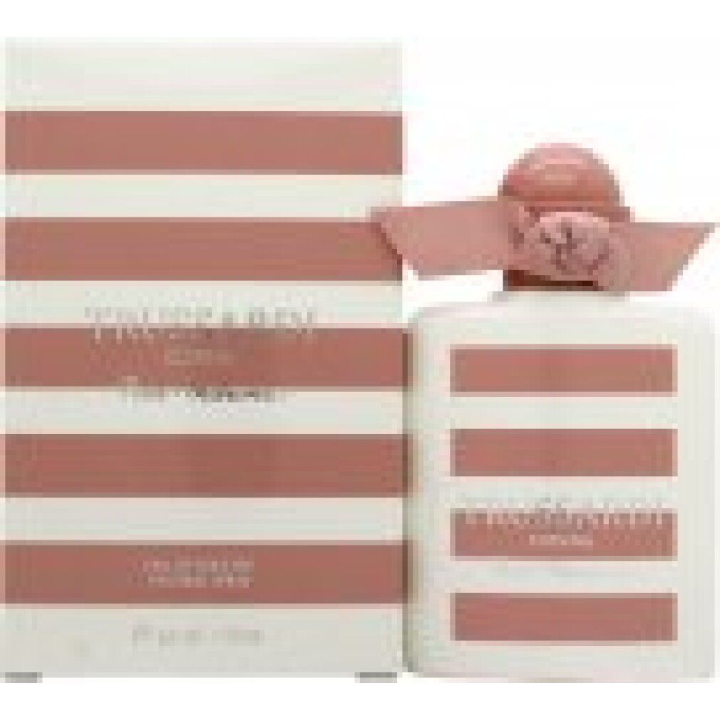 Flakon und Verpackung mit rosa Streifen. Schriftzug: Trussardi Donna Pink Marina. Mit Schleife.