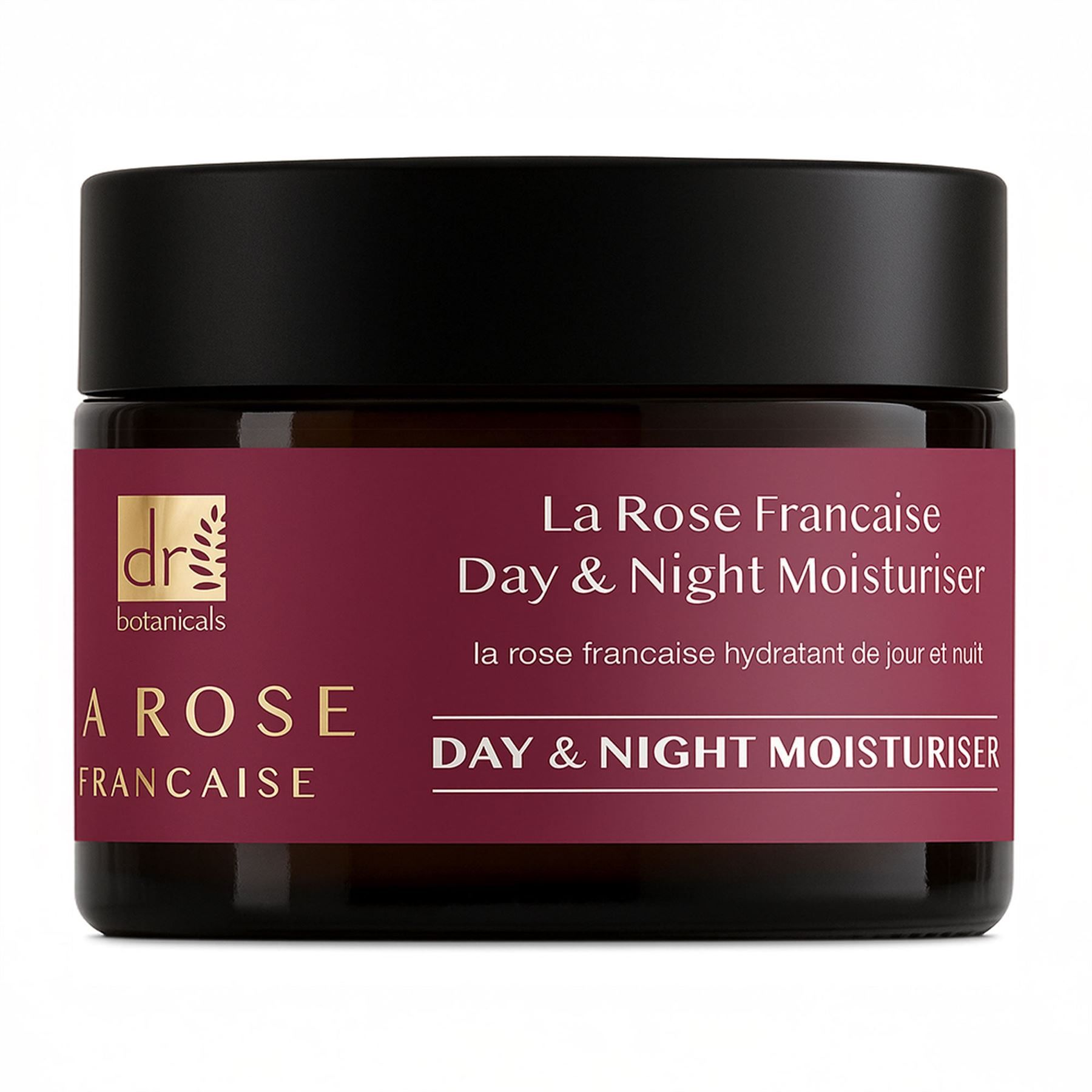 Dr. Botanicals La Rose Française Tages- und Nachtcreme im Glas.