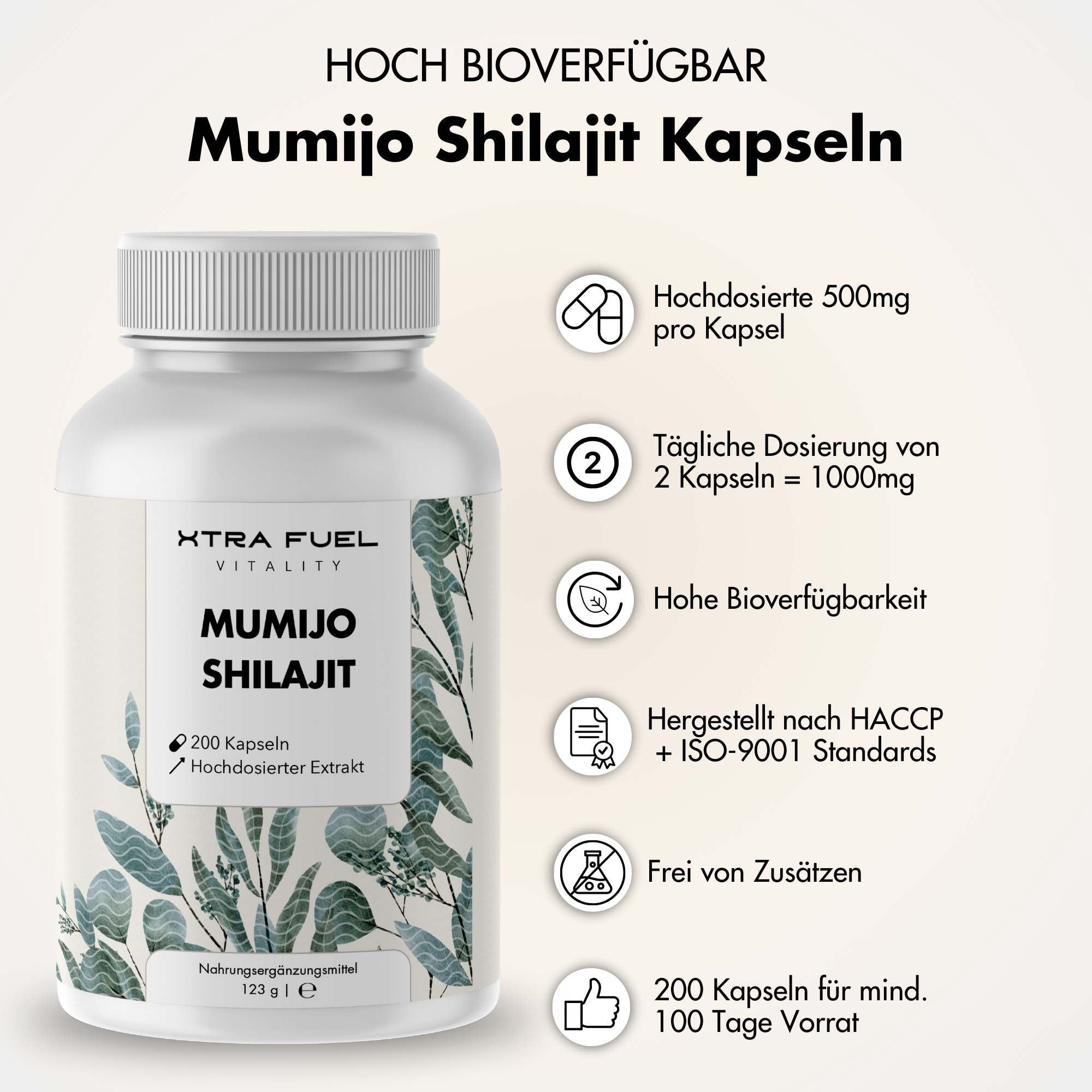 XTRA FUEL Shilajit Kapseln - Hochdosiertes Himalaya Mumijo Extrakt