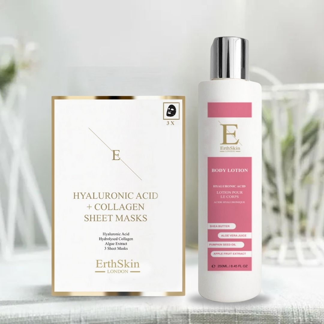 ErthSkin London Hyaluronsäure + Kollagen-Körperlotion + Kollagenmaske