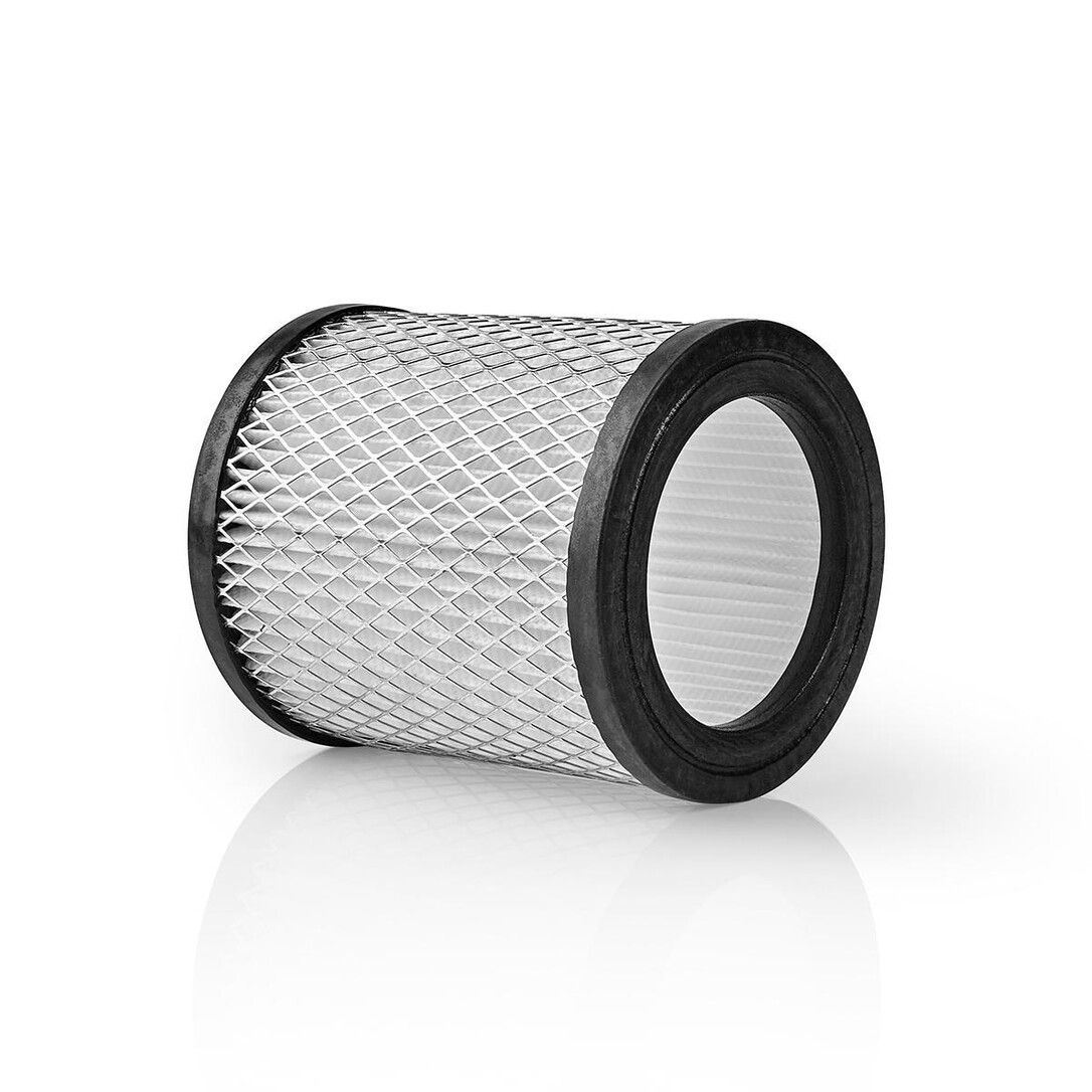 Zylindrischer Luftfilter mit schwarzen Gummidichtungen und gefaltetem Filtermedium.