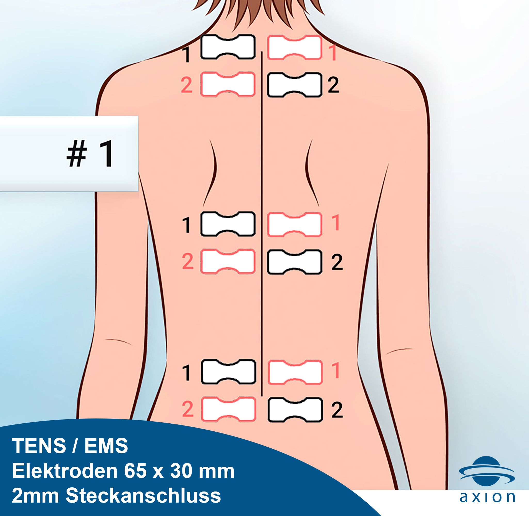 axion® selbstklebende Elektrodenpads 6.5 x 3 cm – passend zu axion, Prorelax, Promed, etc.