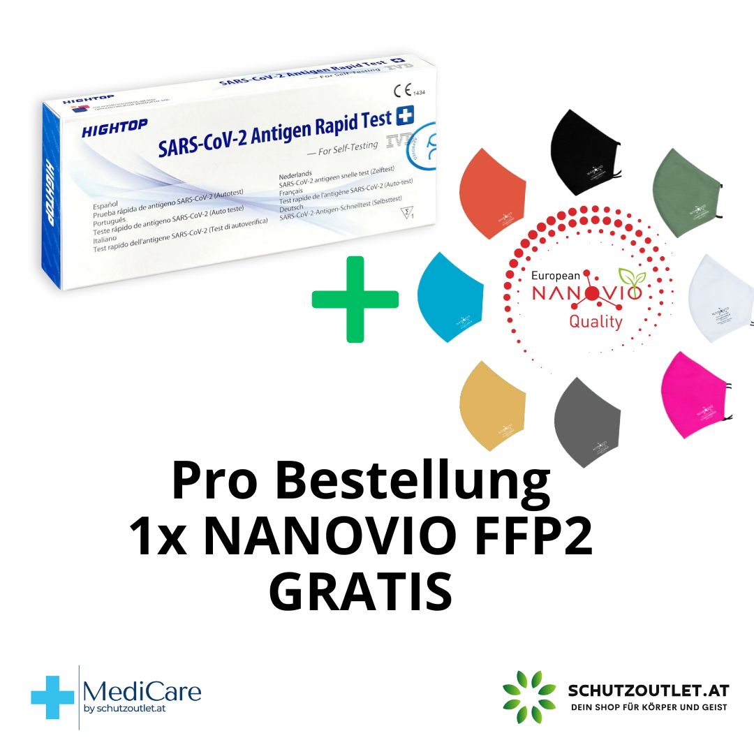 HighTop SARS-CoV-2 Antigen Corona Schnelltest + Gratis Nanovio FFP2