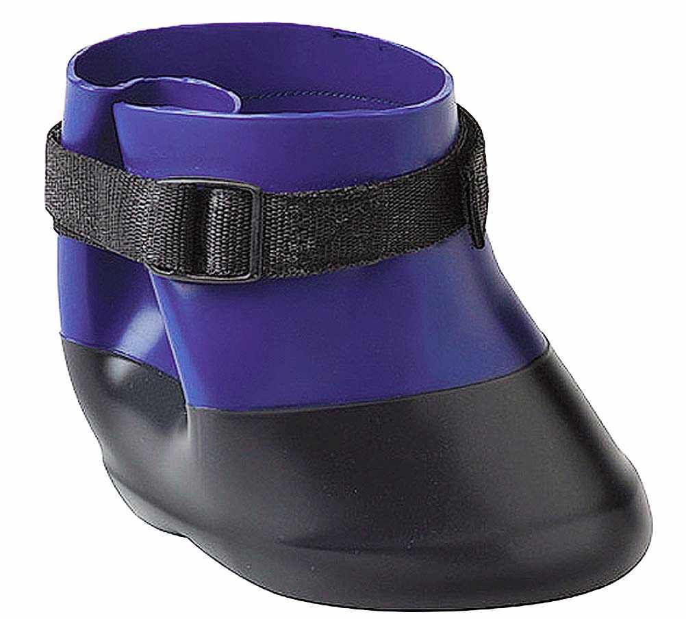 Hufschuh, blau-schwarz, mit Klettverschluss. Anatomische Form. Für Pferde. B Wahl.