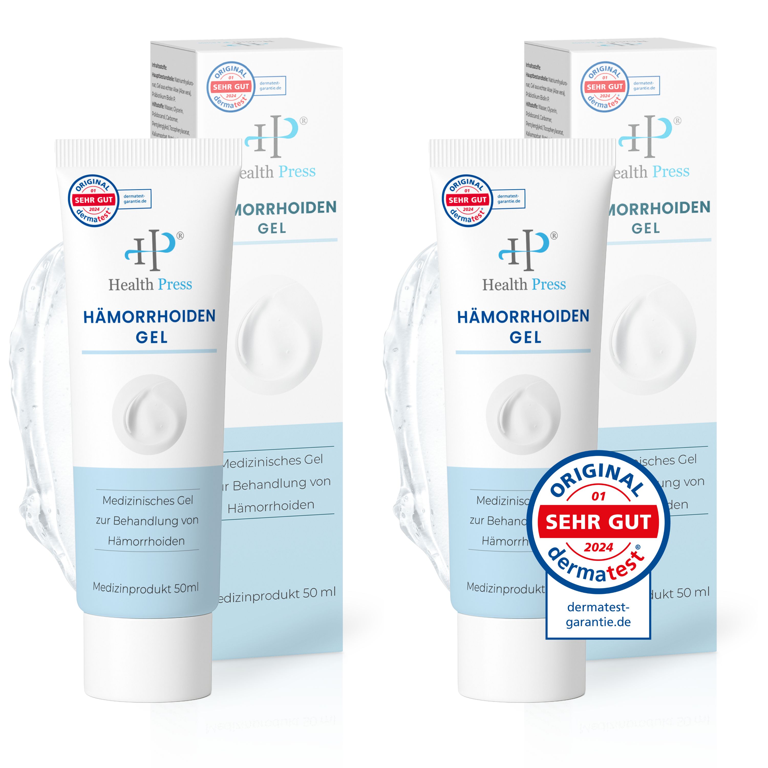 Health Press Hämorrhoiden Gel – 2er Set – Hämorrhoidensalbe bei Juckreiz, Brennen & Reizungen