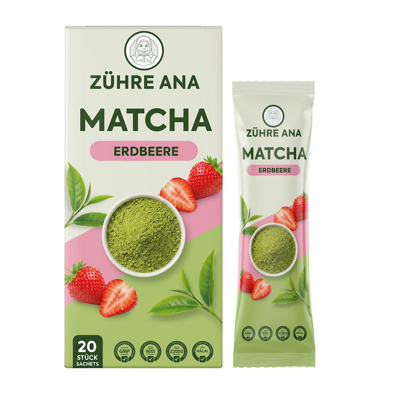 ZÜHRE ANA Matcha Tee mit Erdbeeraromau