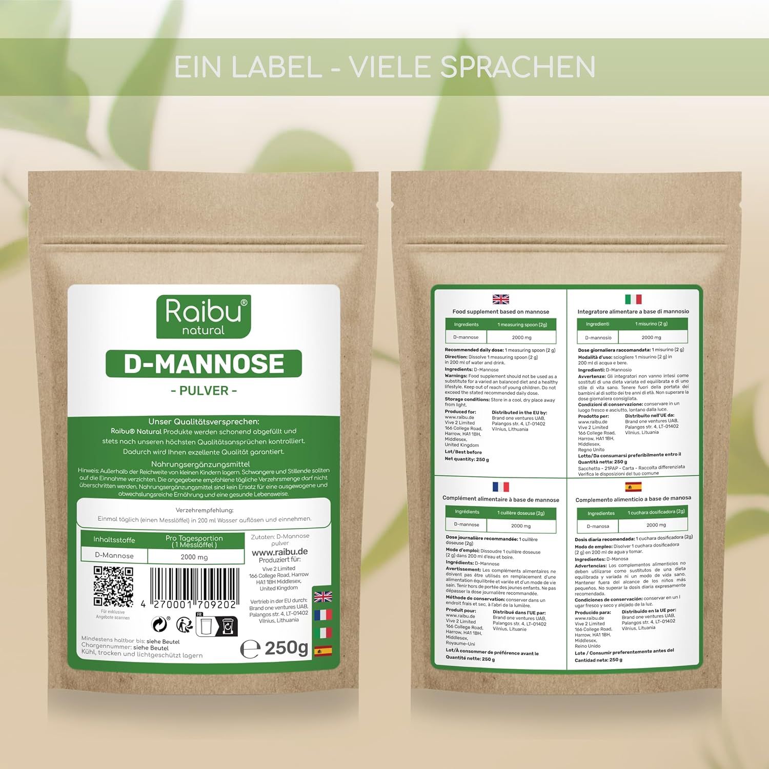 RAIBU D-Mannose Pulver 250 g