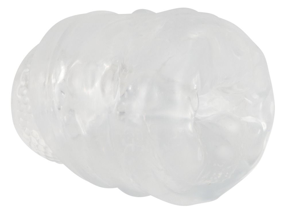 Ovales Produkt mit Noppenstruktur. Transparentes Material.