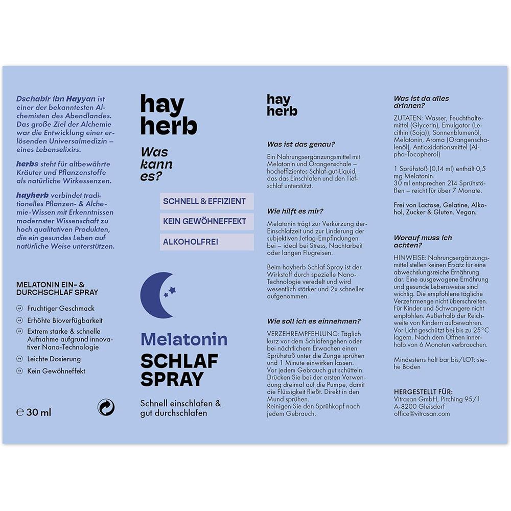 hay herb Melatonin Schlaf Spray
