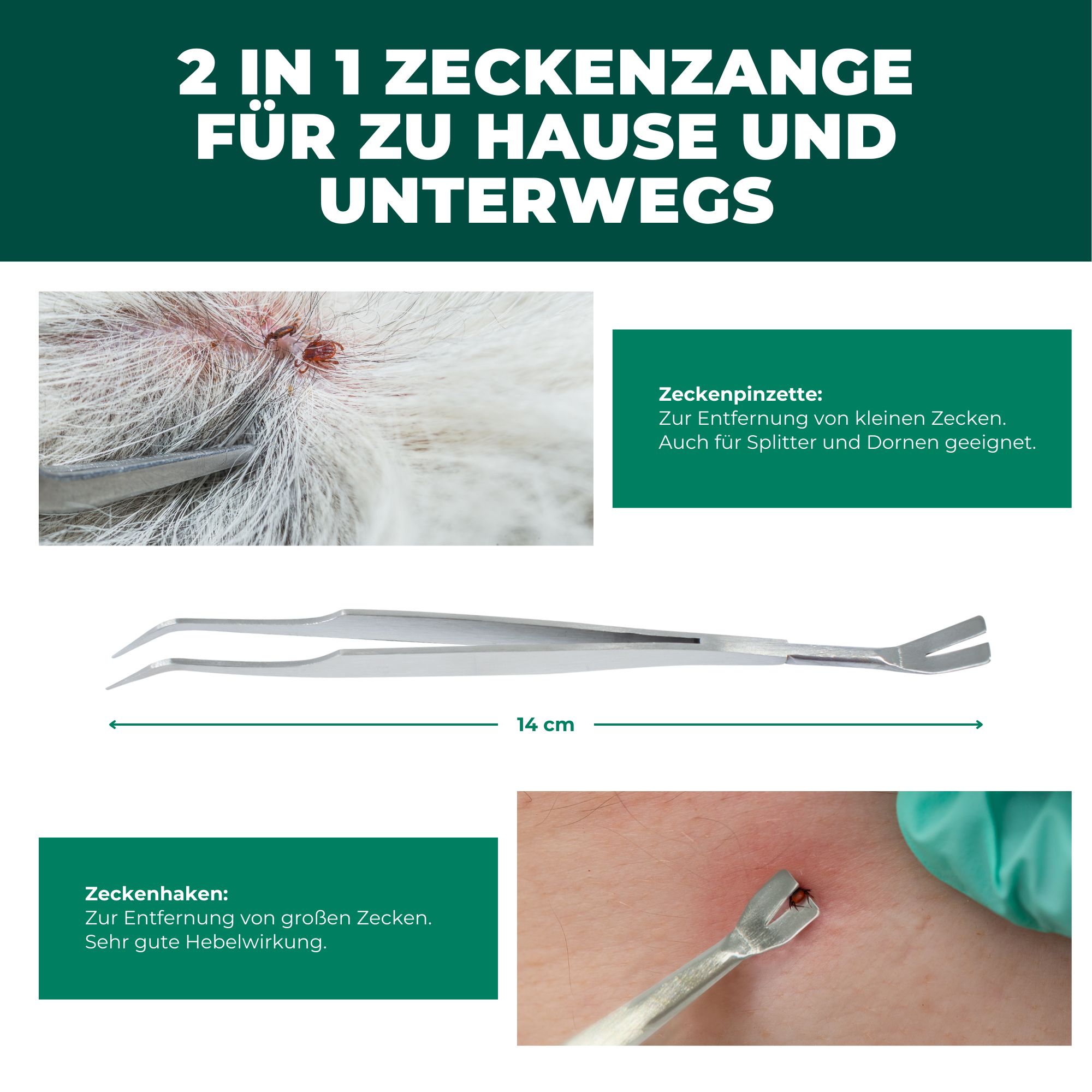 SILBERKRAFT Zeckenzange