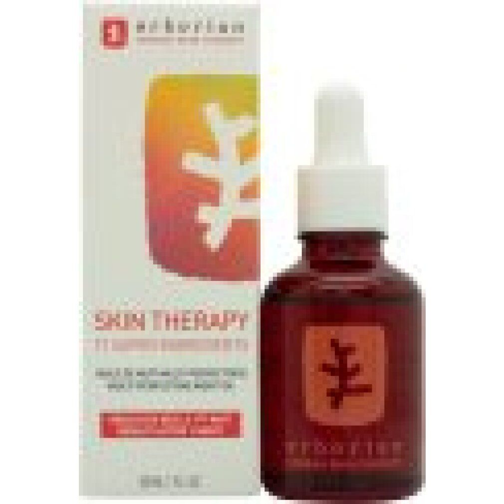 Erborian Skin Therapy Öl-Serum, Seitenansicht mit Pipettenverschluss und bernsteinfarbener Flasche.