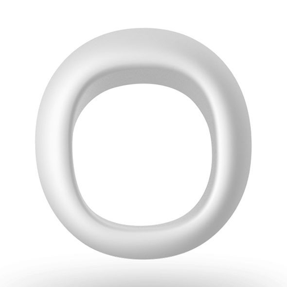 Weißes, ringförmiges Produkt mit abgerundeten Kanten. Draufsicht.