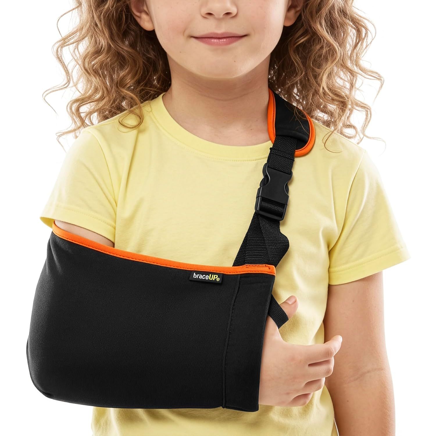 Detailansicht einer Kinder-Armschlinge mit Größenangabe.