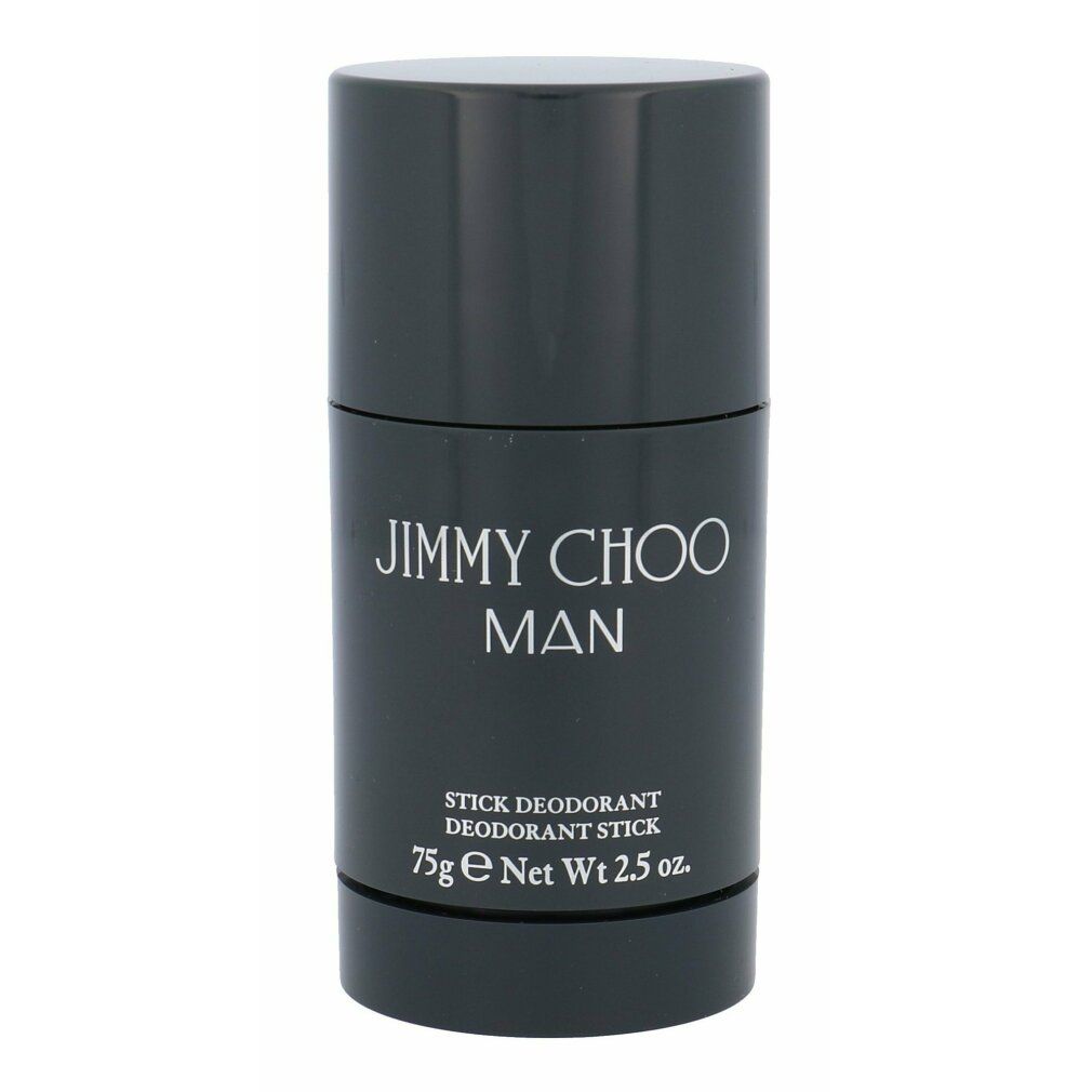 Schwarzer Deostift. Aufschrift: JIMMY CHOO MAN, STICK DEODORANT, 75g e Net Wt 2.5 oz.