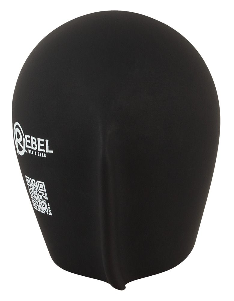 Rückseite des schwarzen Masturbationstrainers mit Rebel Men's Gear Logo.