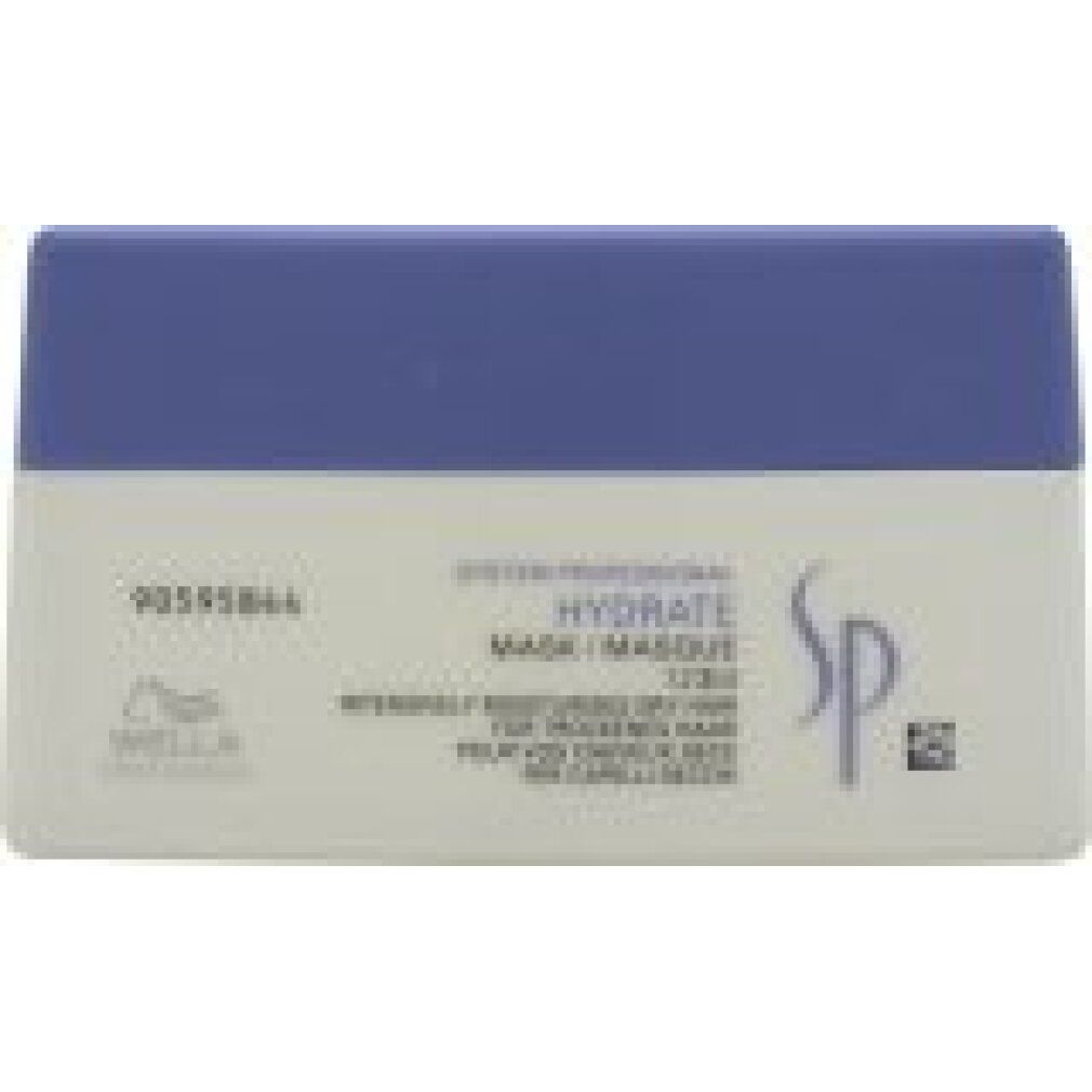Wella System Professional Hydrate Maske, weißer Behälter mit lila Deckel.