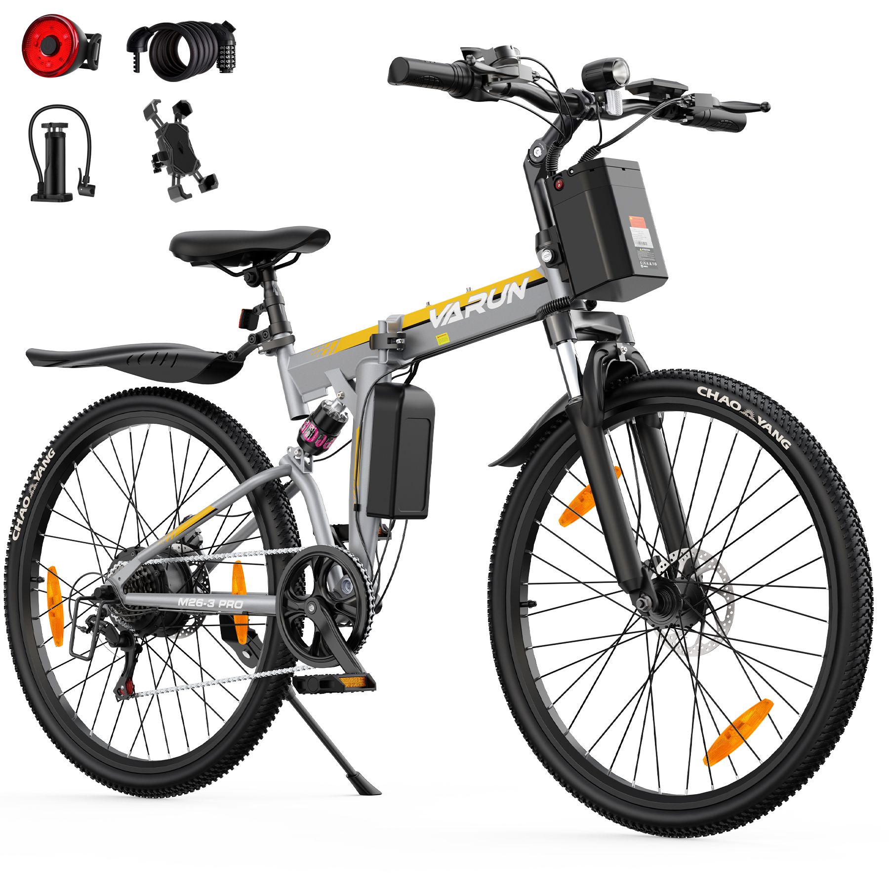 VARUN M26-3 PRO Faltbares E-Bike, 48V 7,8Ah Akku, Vollfederung