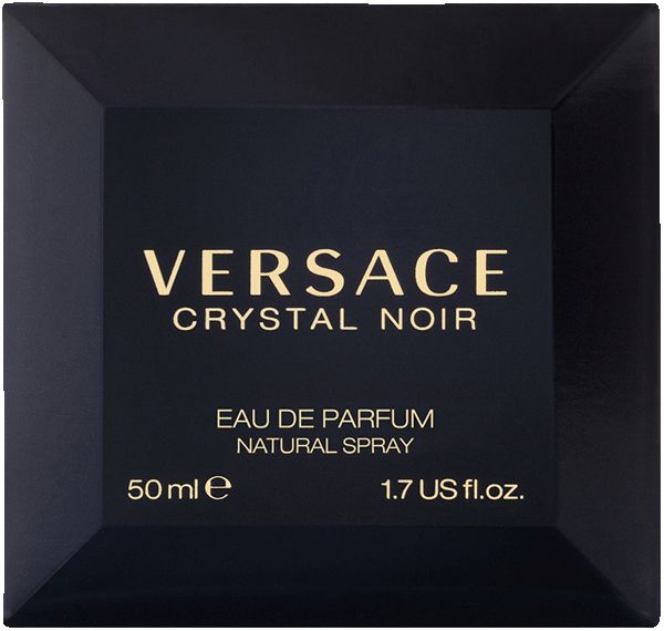 Schwarze Schachtel. Aufschrift: VERSACE CRYSTAL NOIR, Eau de Parfum, 50 ml.