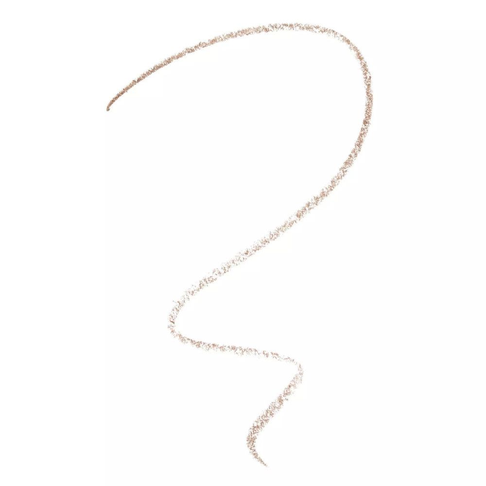 Hellbraune Strichspur eines Augenbrauenstifts auf weißem Hintergrund.