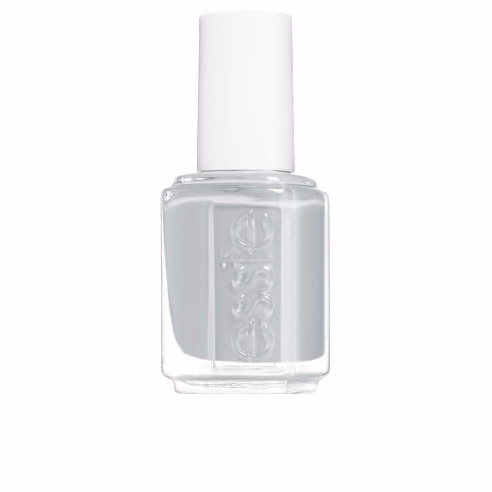 Hellgrauer Nagellack von Essie in einer Glasflasche mit weißem Deckel. Der Markenname ist auf der Flasche geprägt.