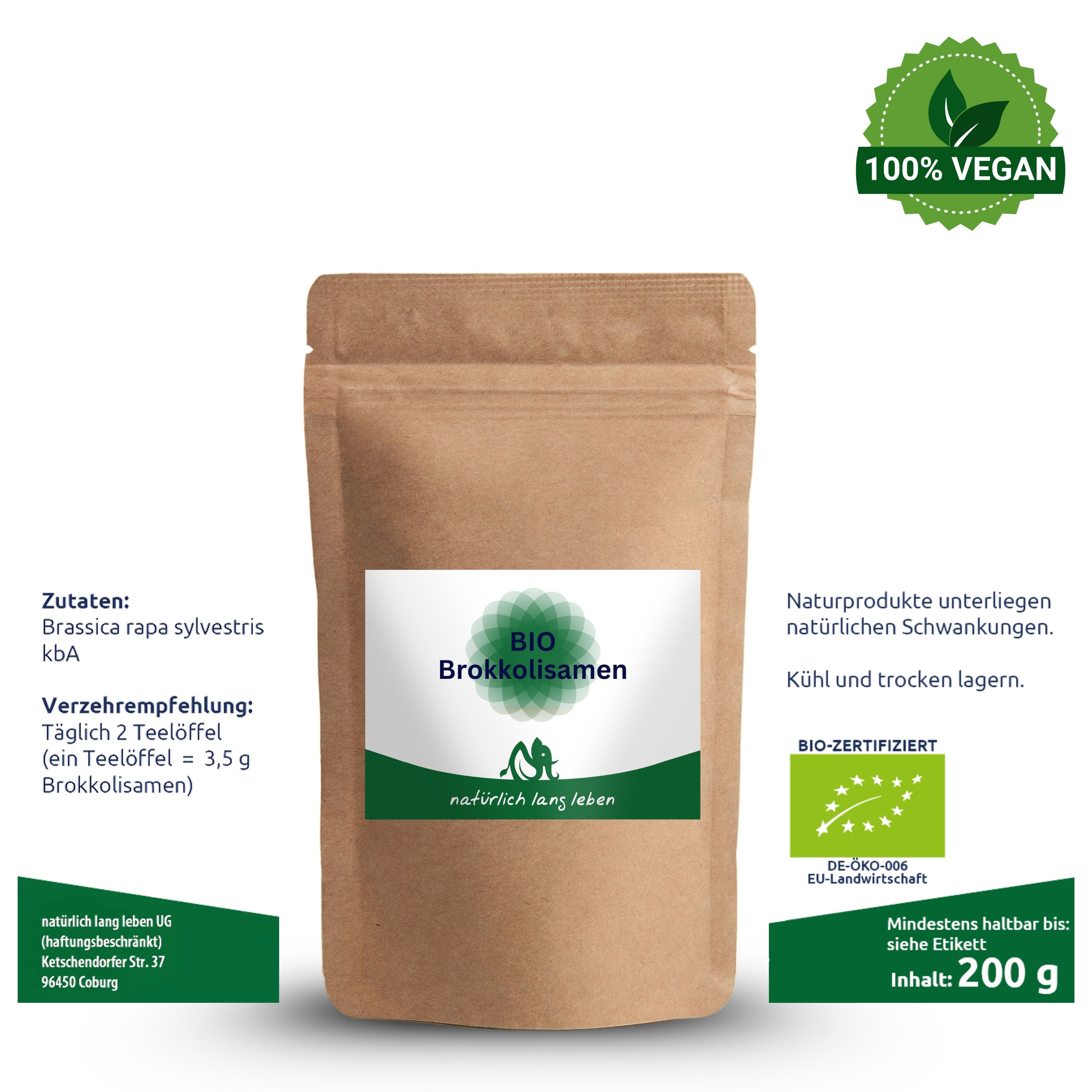 natürlich lang leben BIO Brokkolisamen 200 g