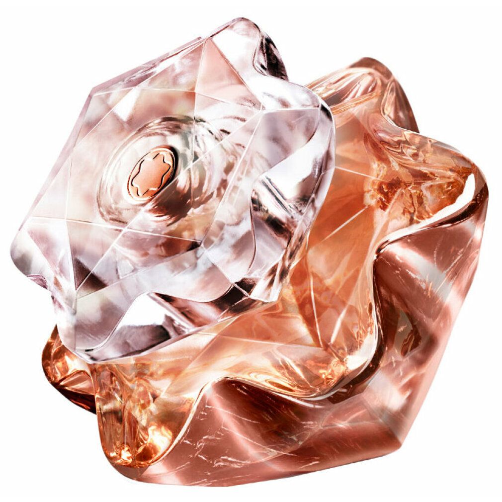 Parfümflakon, rosa-goldfarbenes Glas, sternförmig. Transparenter Deckel. Montblanc-Logo.