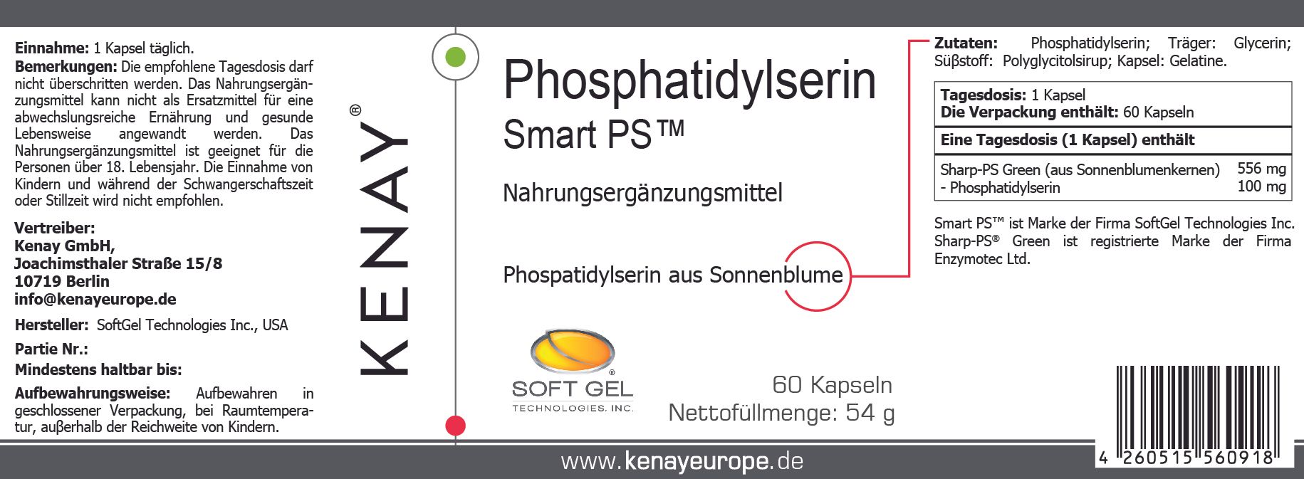 Etikett mit Produktnamen, Marke und Inhaltsangaben. "60 Kapseln" und "Nahrungsergänzungsmittel" sichtbar.