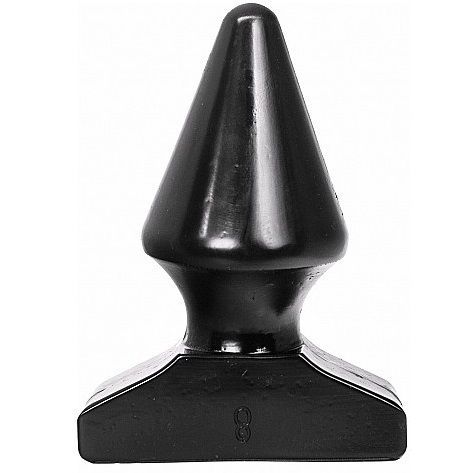 Schwarzer, kegelförmiger Buttplug. Der Plug hat eine breite Basis und eine konische Spitze. Auf der Basis ist eine Zahl eingraviert.