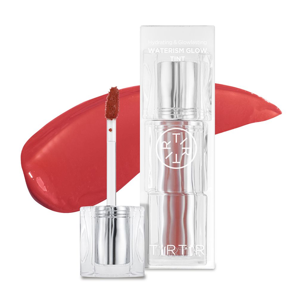 TIRTIR Waterism Glow Tint Lippenstift mit Applikator und Farbabstrich.