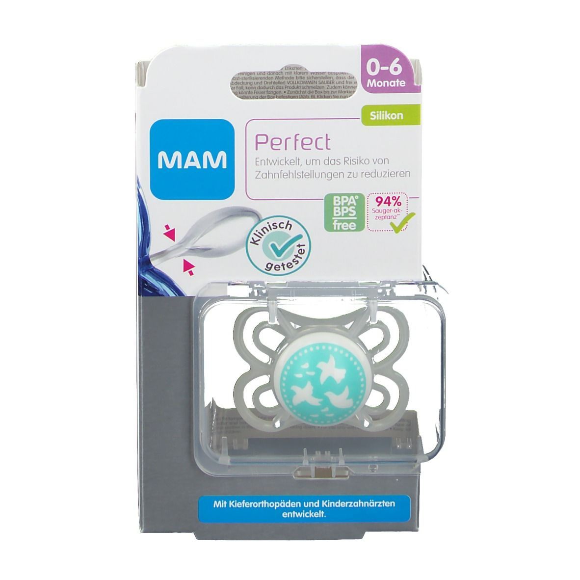 MAM Perfect Silikon 0-6 Monate Schnuller (Farbe/Motiv nicht wählbar)