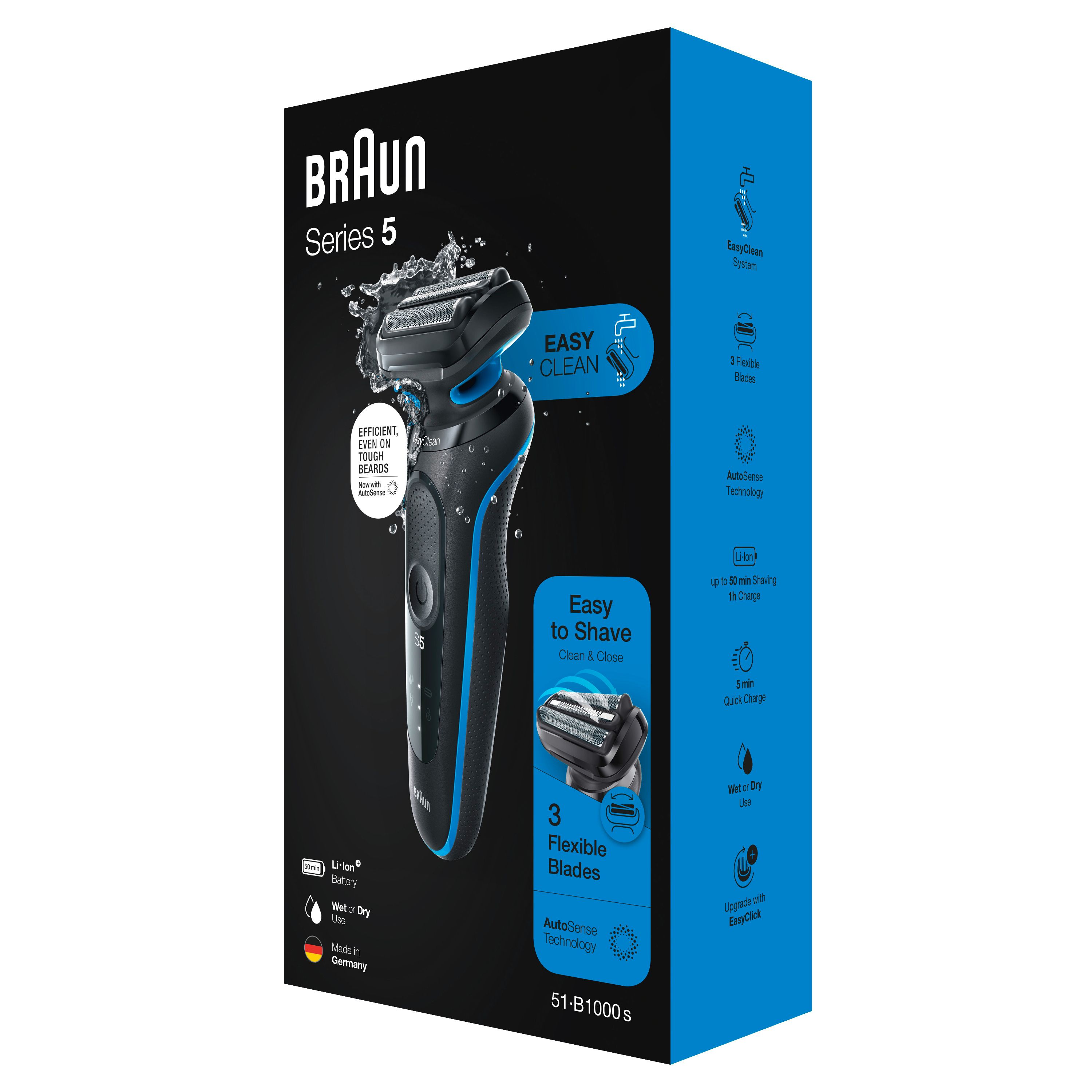 Braun - Elektrischer Rasierer für Männer "Series 5 51-B1000s" in Blau