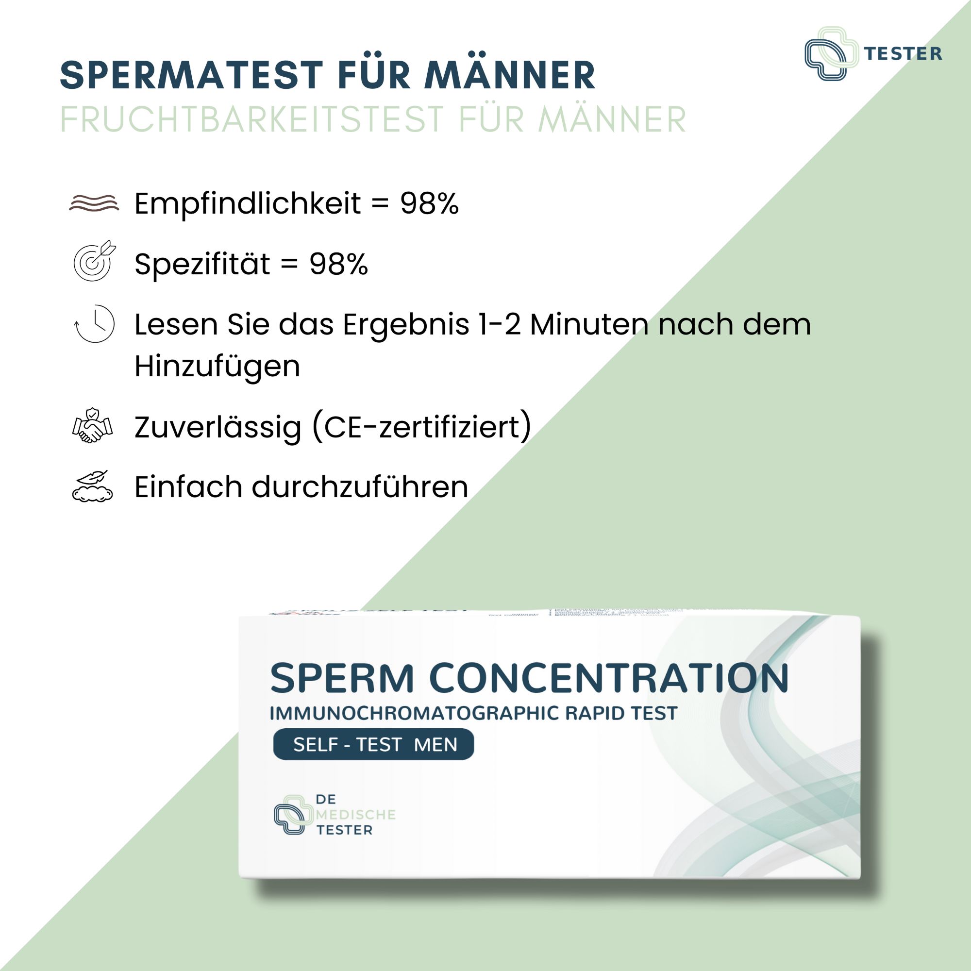 Spermatest für Männer - Fruchtbarkeitstest für Männer - Mascupro Fertilität Mann - The Tester