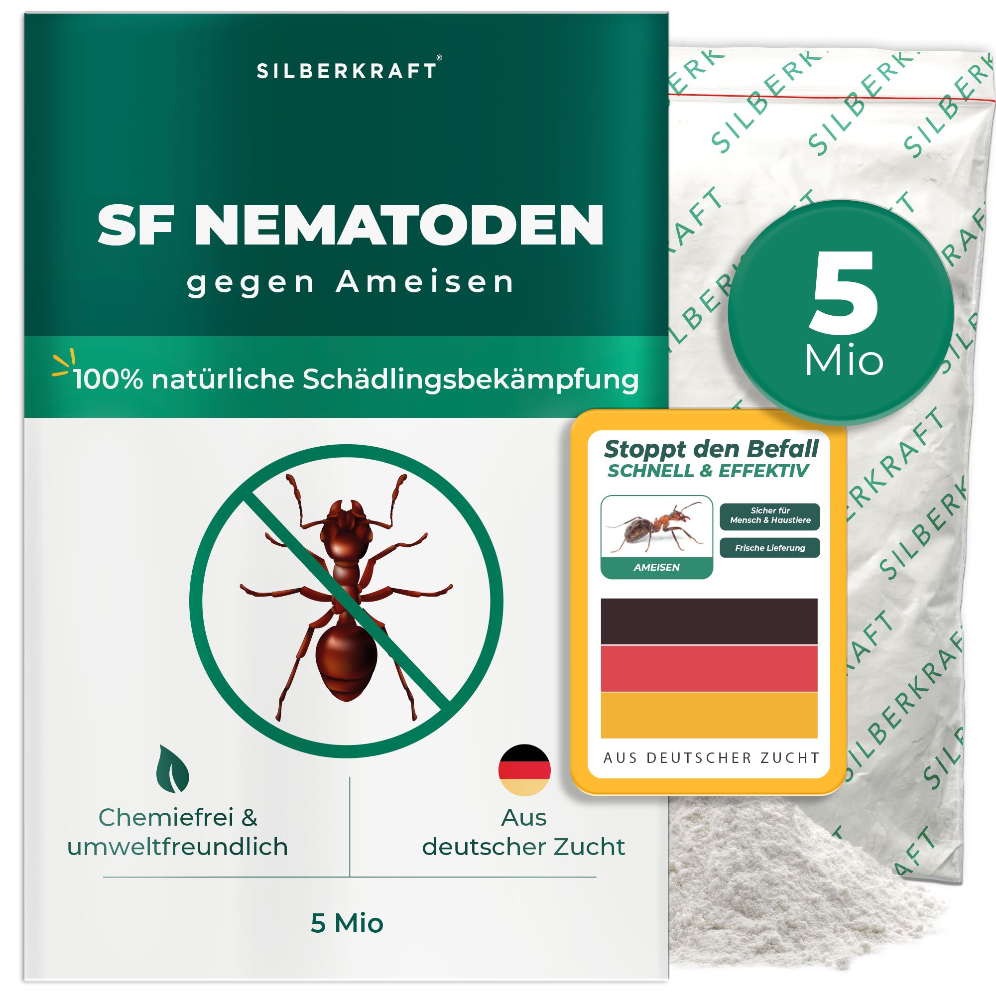 SF Nematoden gegen Ameisen: 5 Mio. Einheiten, chemiefrei, umweltfreundlich, aus deutscher Zucht.