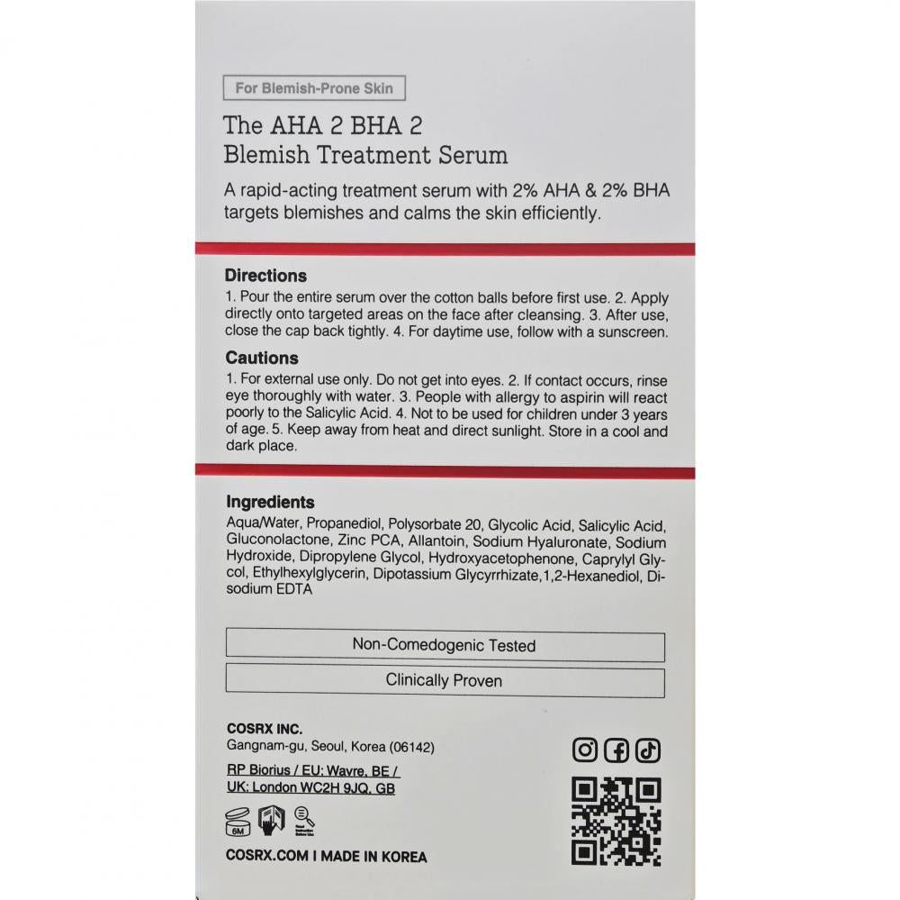 cosrx - The aha 2 bha 2 Serum zur Behandlung von Hautunreinheiten