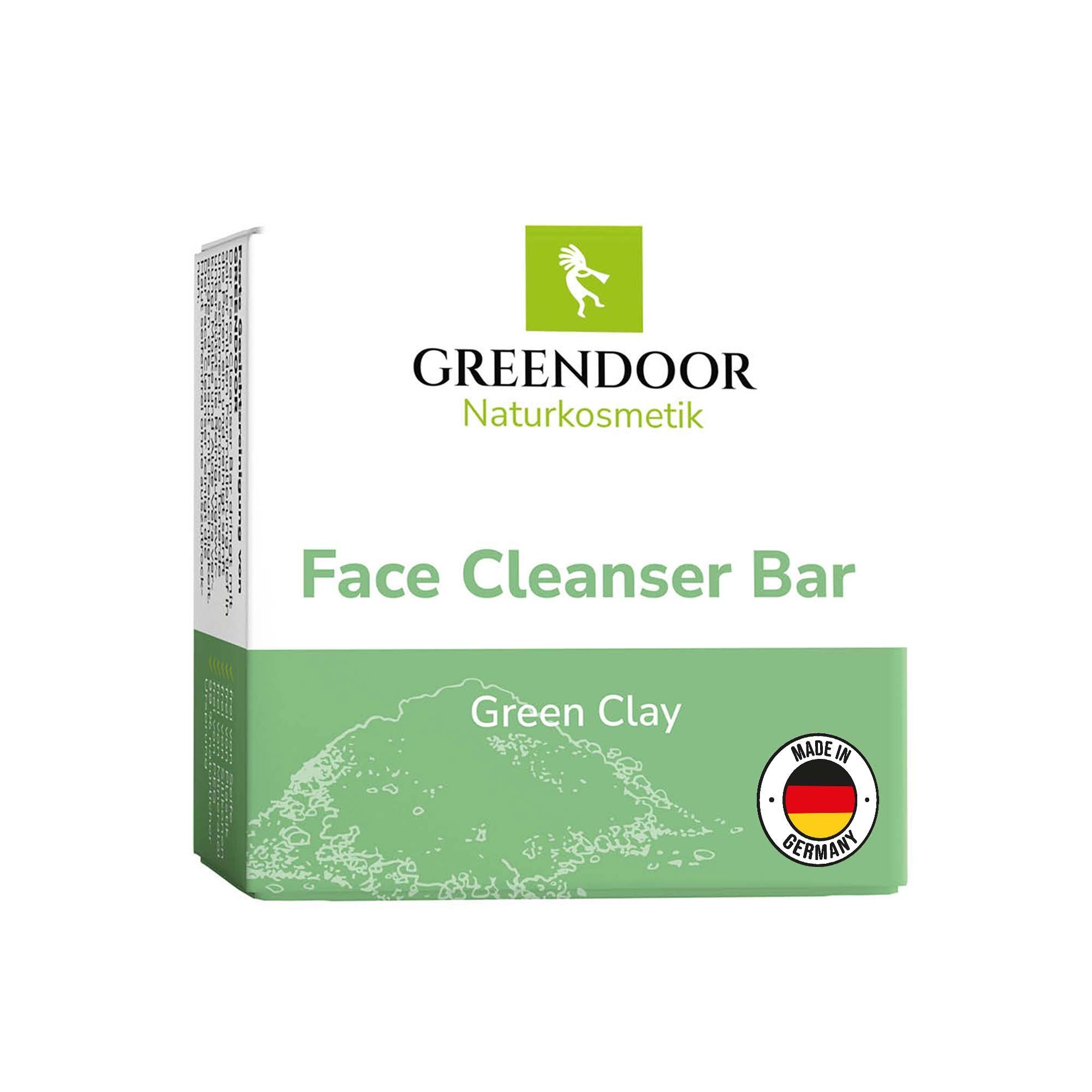 GREENDOOR Face Cleanser Bar Green Clay Seife, Made in Germany.