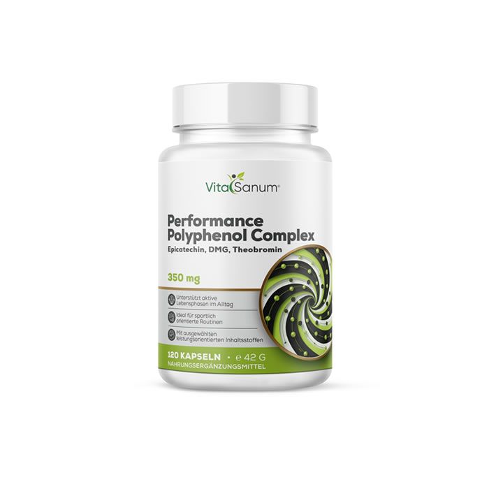 VitaSanum Performance Polyphenol Complex Kapselbehälter, 350 mg pro Kapsel, 120 Kapseln.