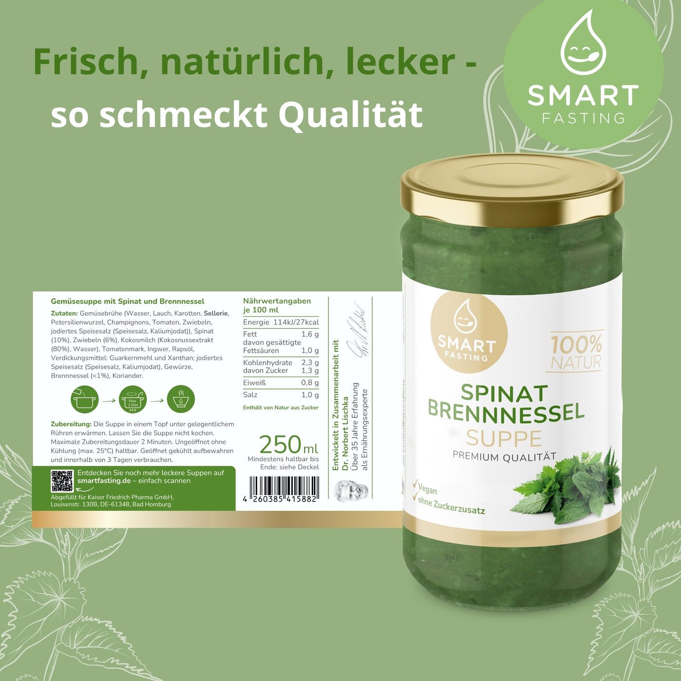 Smart Fasting® Spinat Brennnessel - natürlich fein, vegan, glutenfrei, salz- und kalorienarm