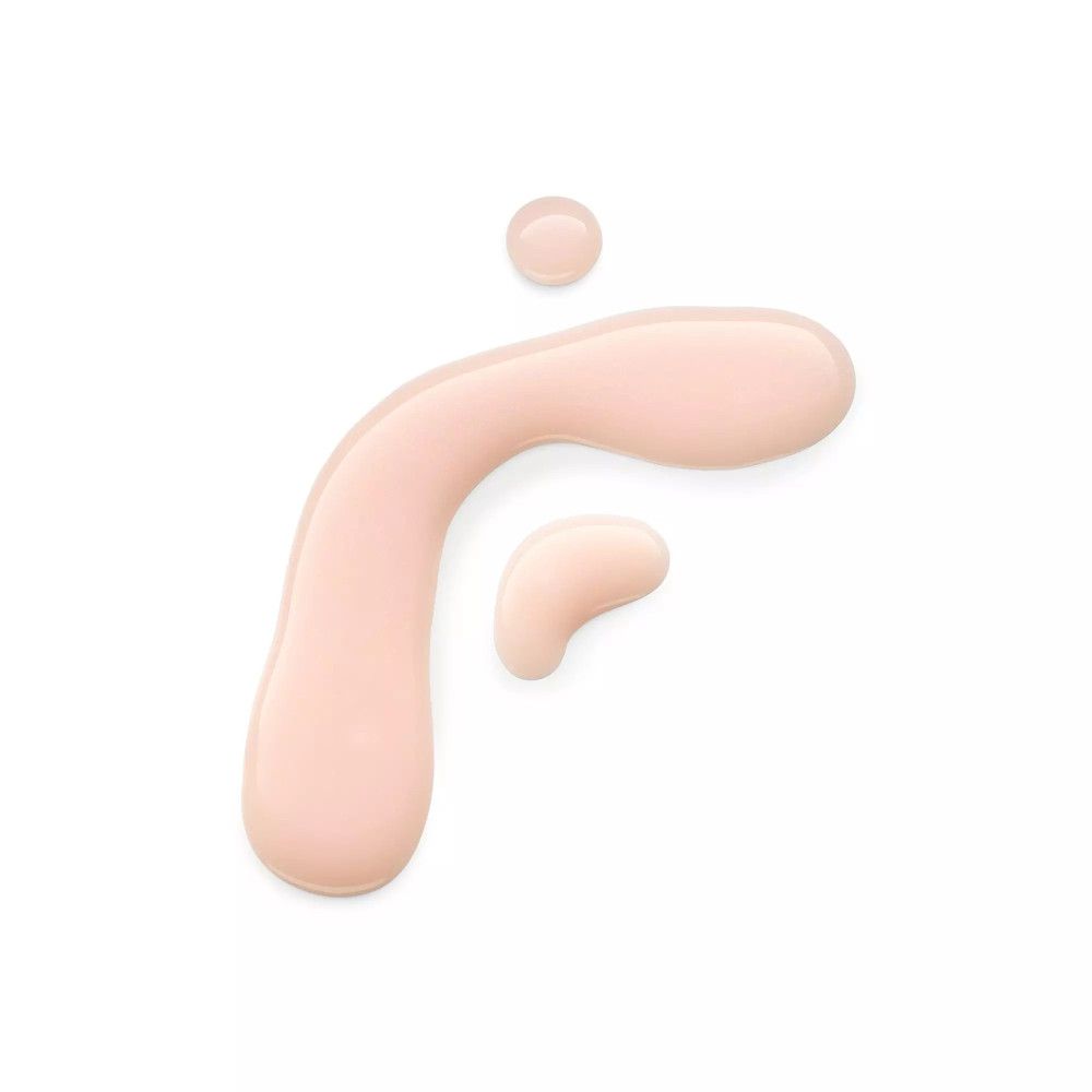 Nagellack-Tropfen in hellem Roséton. Drei Tropfen bilden eine abstrakte Form auf weißem Hintergrund.