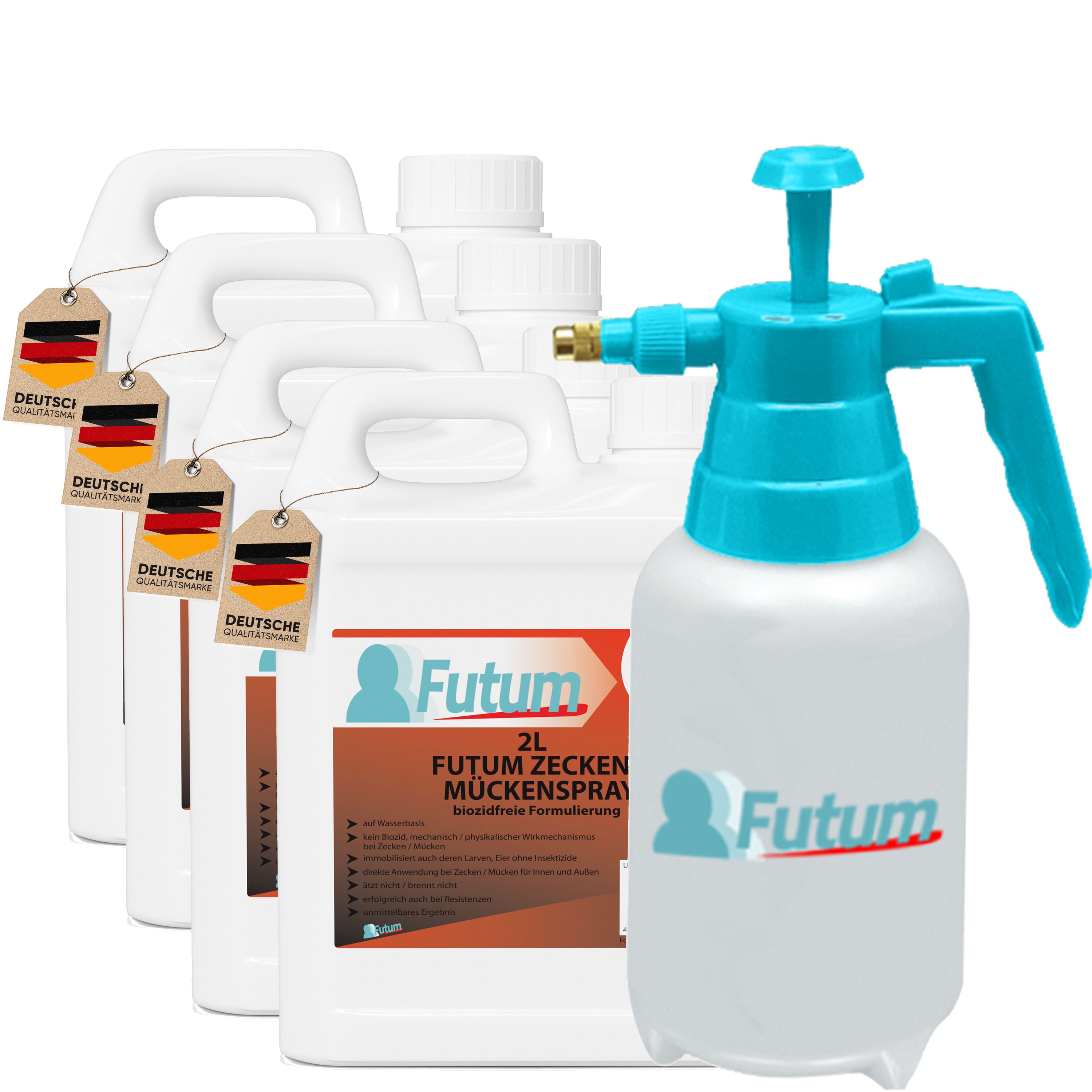 FUTUM 4x2L Zecken- / Mückenspray + 2L Sprüher