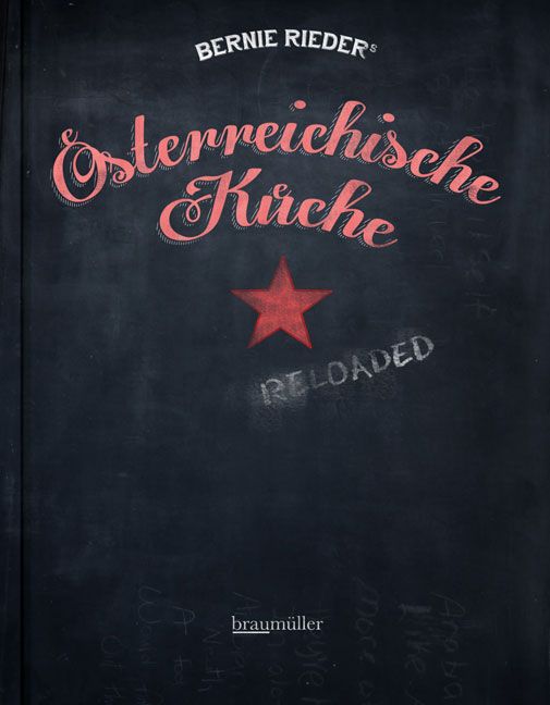 Buchcover mit Titel "Österreichische Küche" und Stern. Autor: Bernie Rieder. Verlag: braumüller. Schwarzer Hintergrund.
