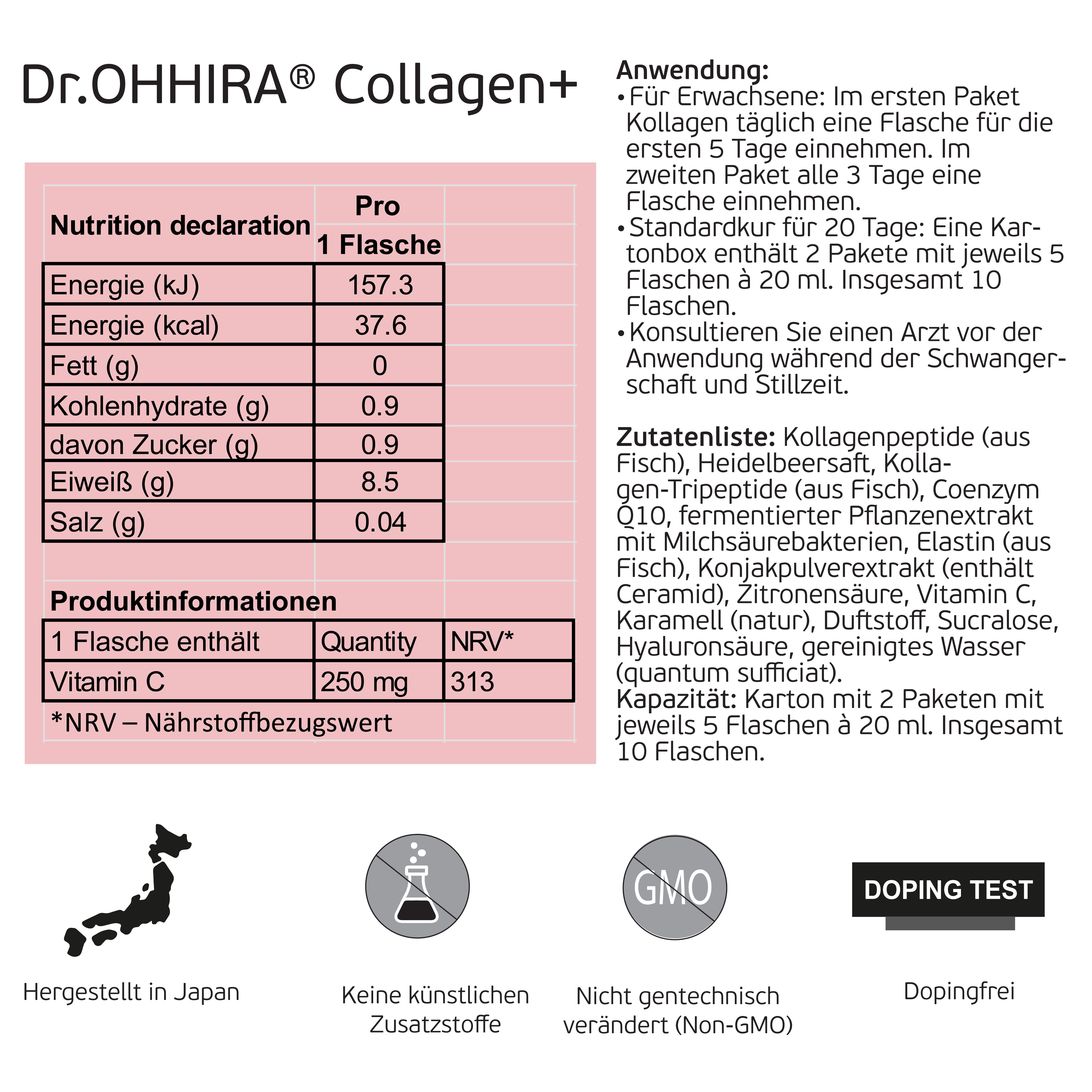 Dr.OHHIRA Collagen+ 7750 mg Marine Kollagen Peptide & Tripeptide, Hyaluron & Q10