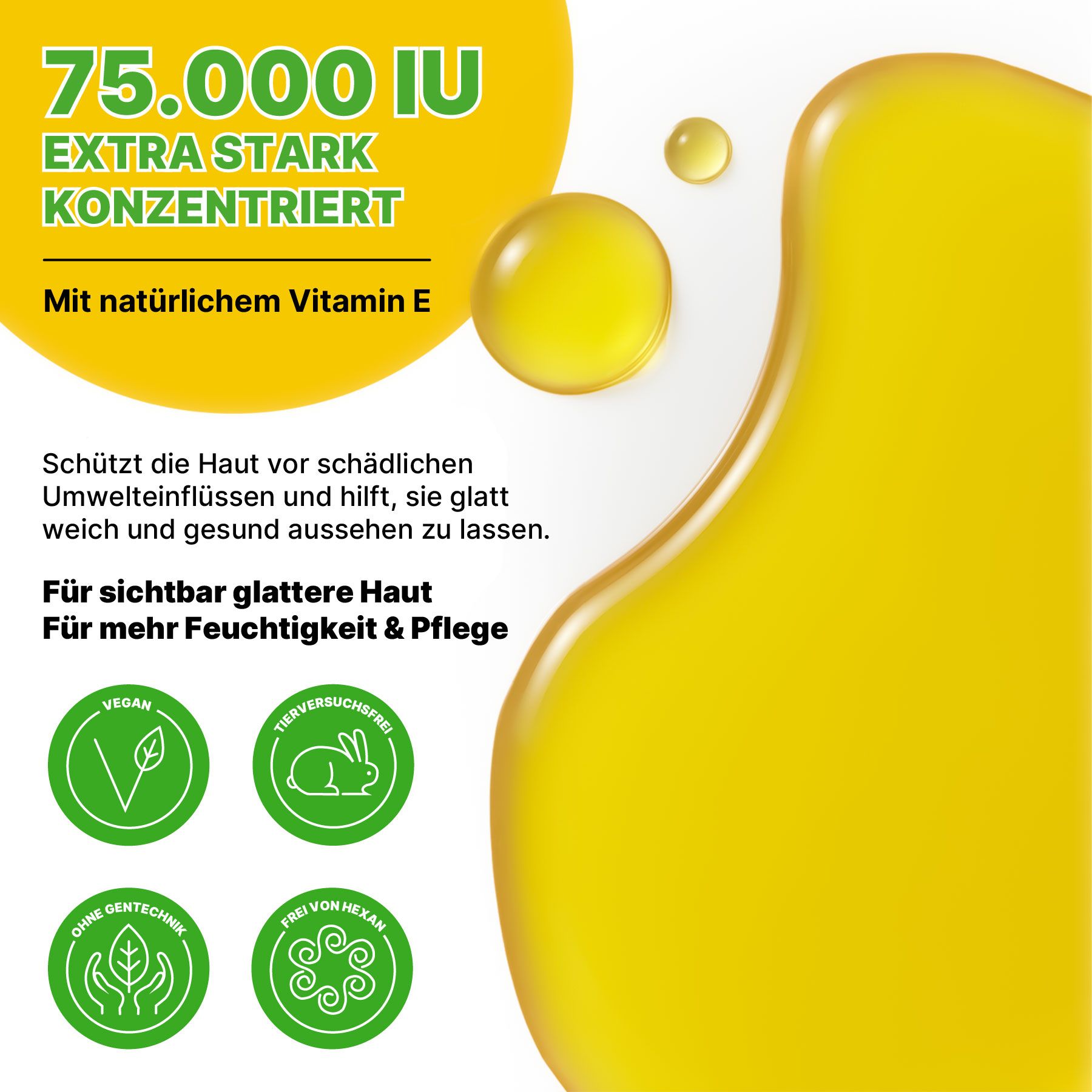 P-Beauty Hautöl mit Vitamin E für Hautstraffung und Narbenreduzierung 75.000IE