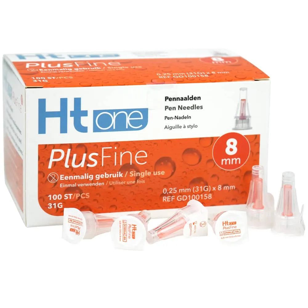 Htone PlusFine Pen-Nadeln, 8 mm Länge, 31G, 100 Stück.