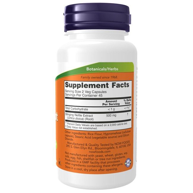 Now Foods Brennnesselwurzel Extrakt 250 mg. Supplement Fakten: 500 mg Brennnesselwurzel Extrakt pro Portion. 90 Kapseln.