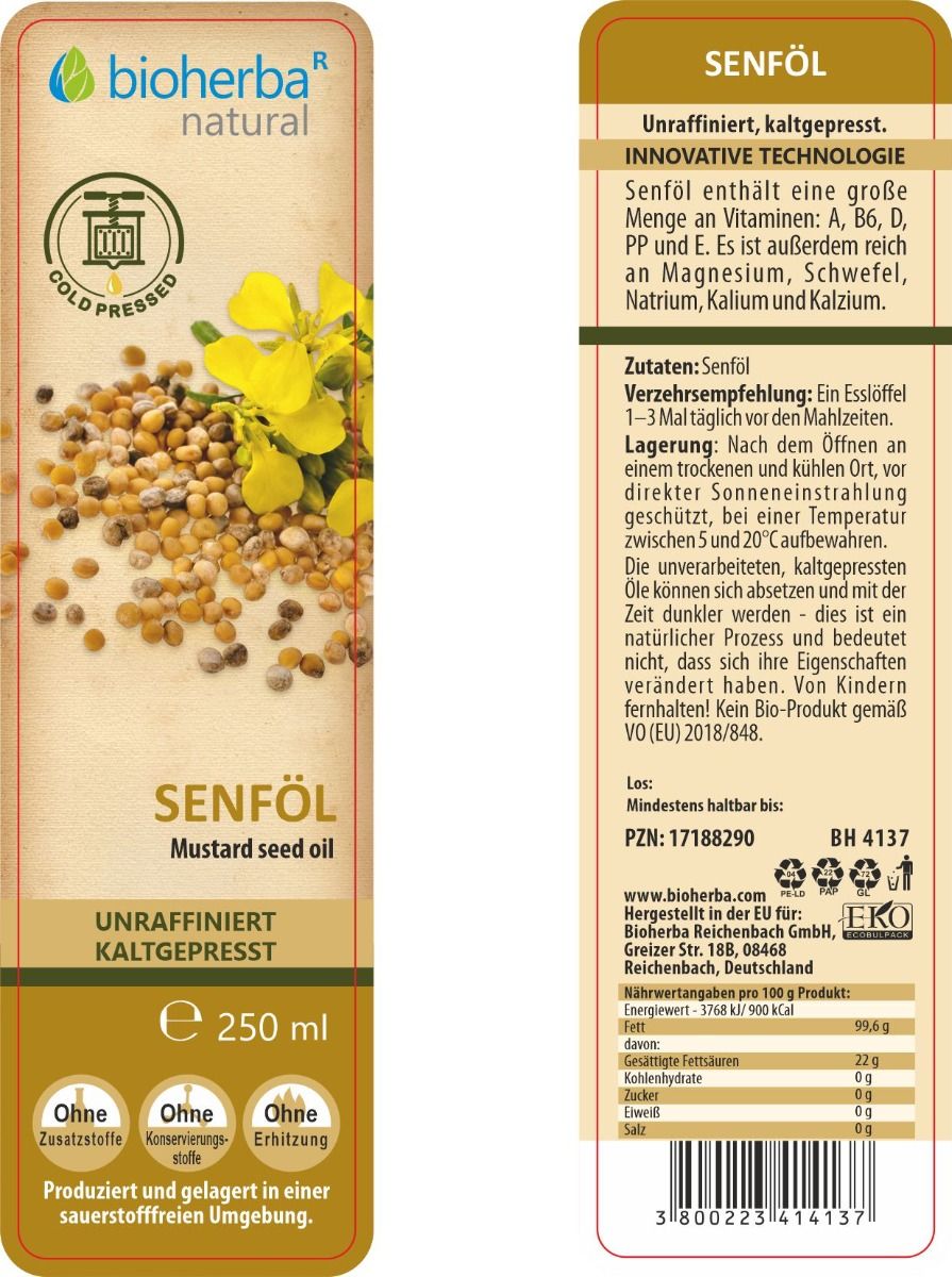 Bioherba Senföl kaltgepresst - Natürliches Senföl