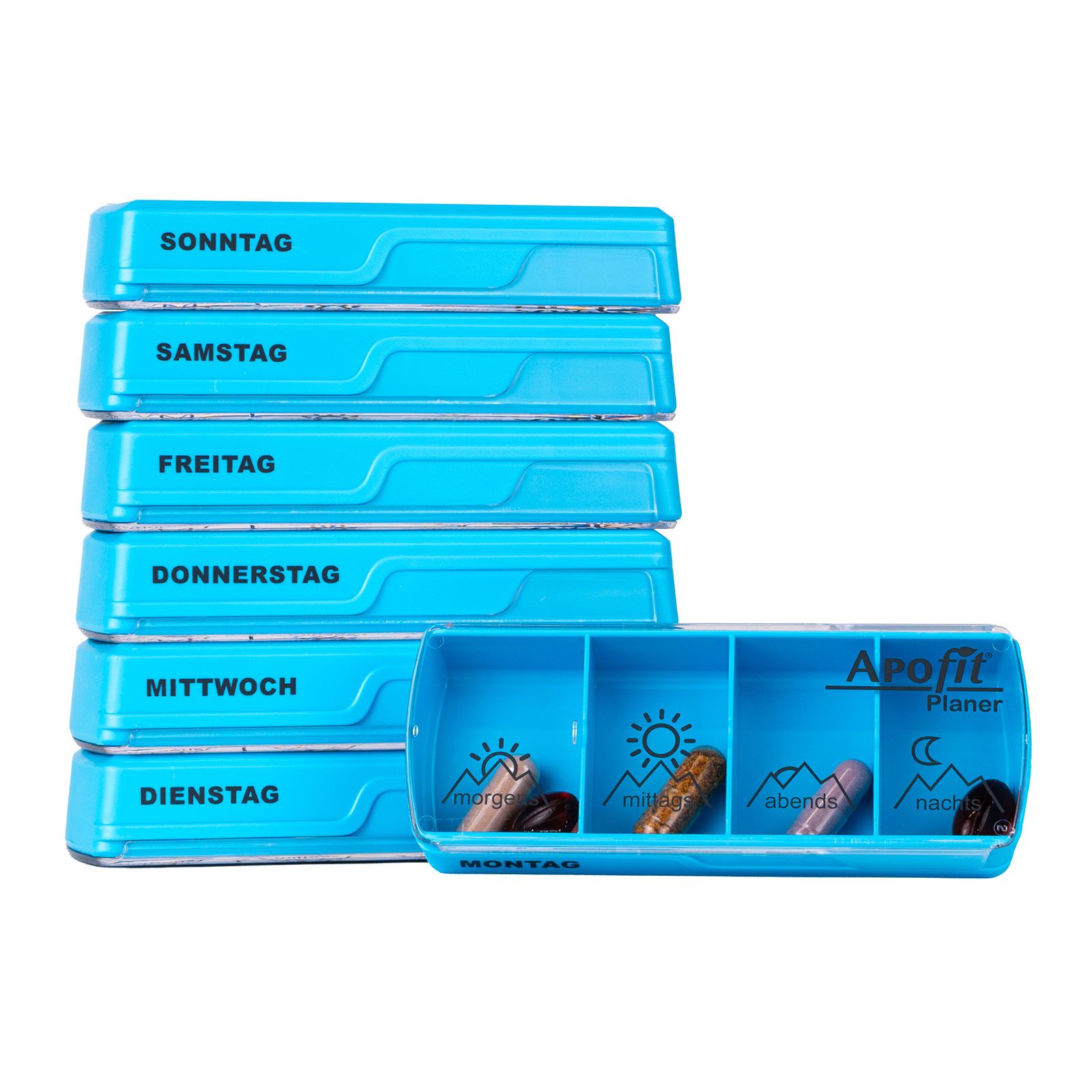 APOfit Wochendispenser 7 Dosierer Planer blau