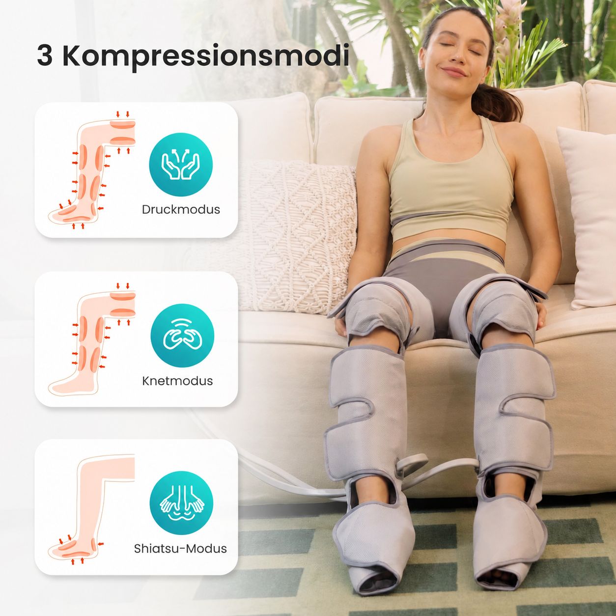 Nackenmassagegerät mit Shiatsu-Knetknoten und Luftkompressionsmassage für Rücken und Schultern.
